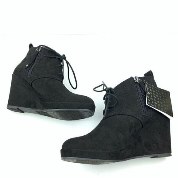 DV booties 5.5 Terri black faux suede zip wedges - Picture 5 of 8